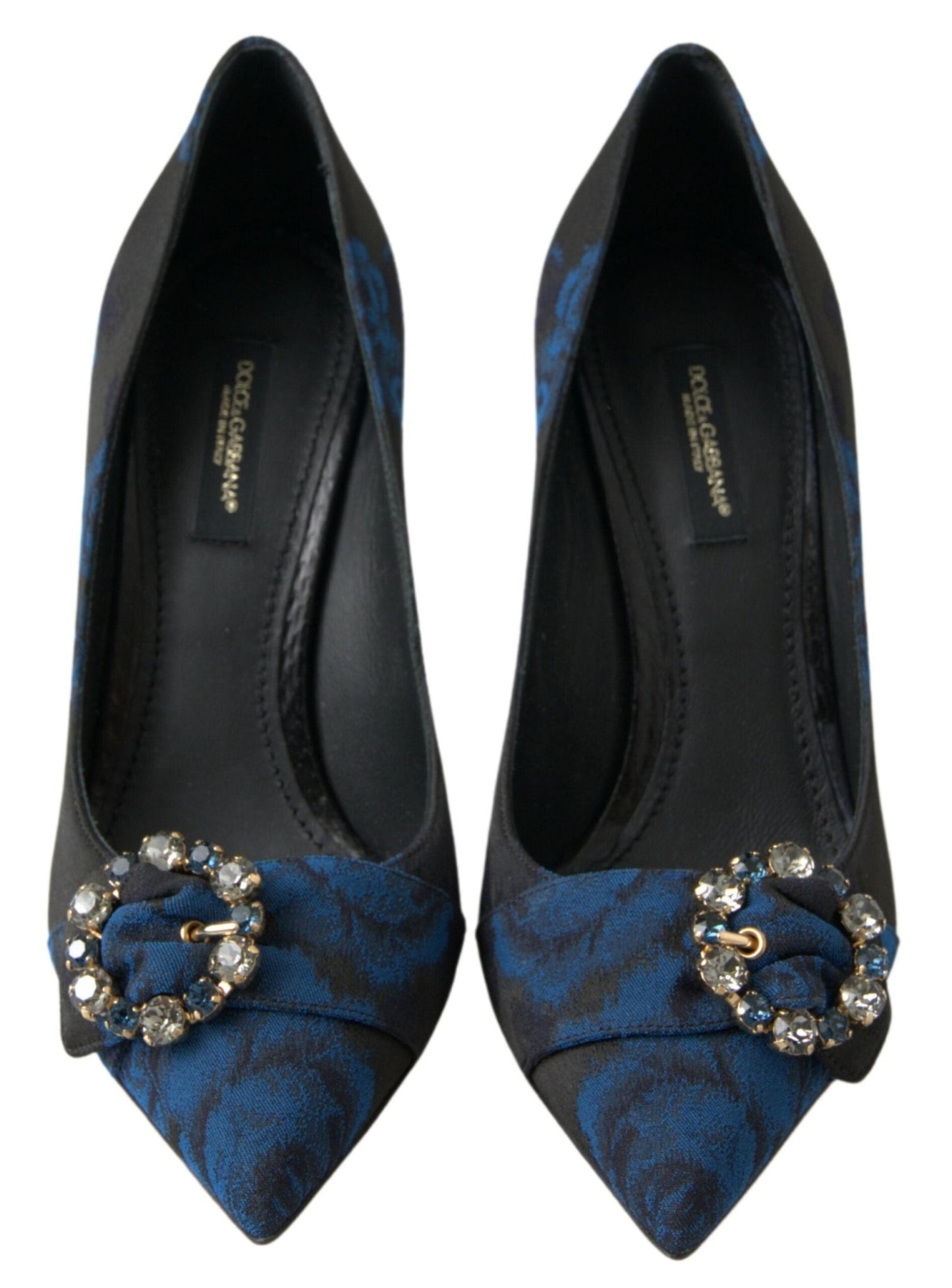 Dolce & Gabbana Blue Floral Ayers Crystal Pumps Shoes - SMARTMARTNZ