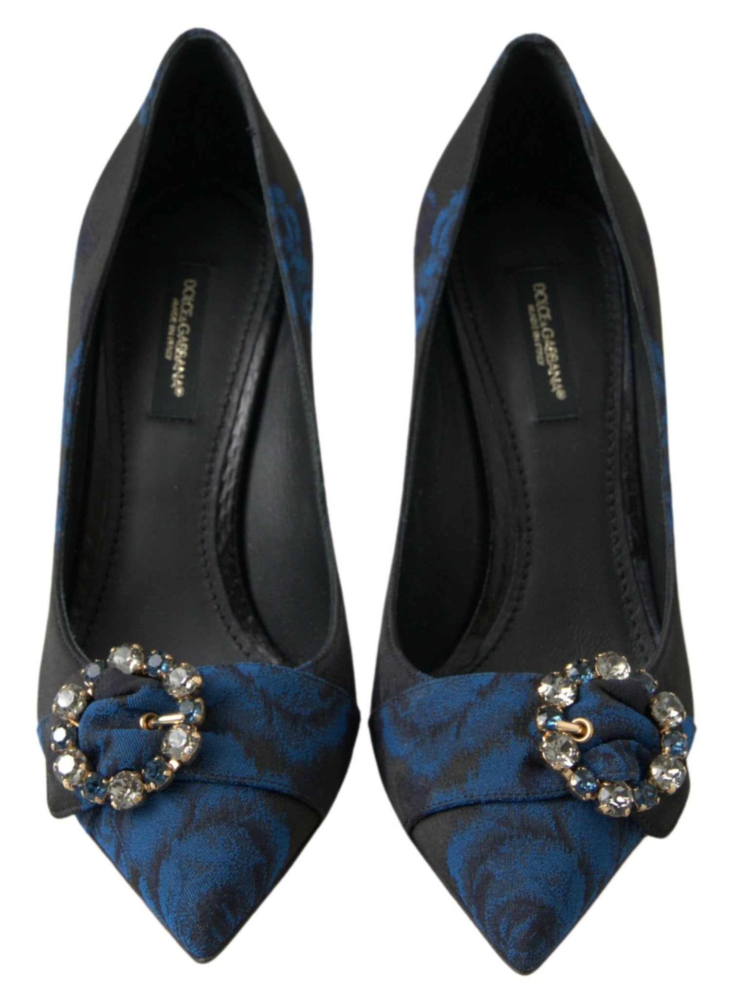 Dolce & Gabbana Blue Floral Ayers Crystal Pumps Shoes - SMARTMARTNZ