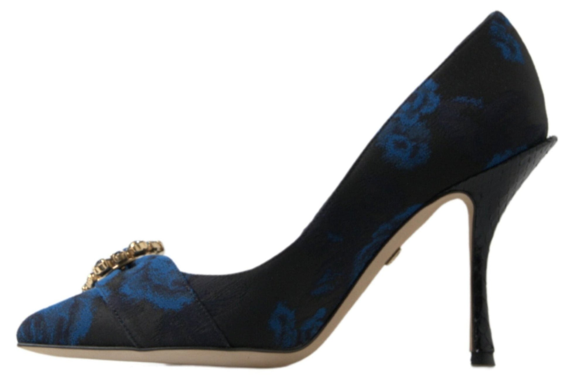 Dolce & Gabbana Blue Floral Ayers Crystal Pumps Shoes - SMARTMARTNZ