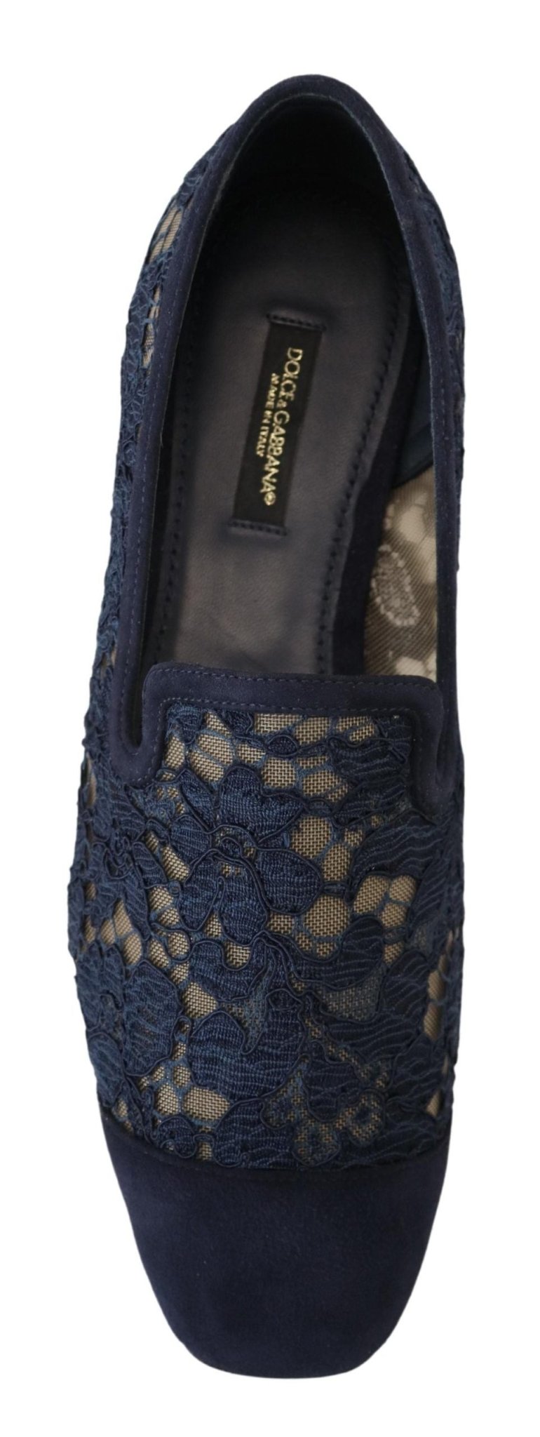 Dolce & Gabbana Blue Floral Lace Slip Ons Loafers Flats Shoes - SMARTMARTNZ