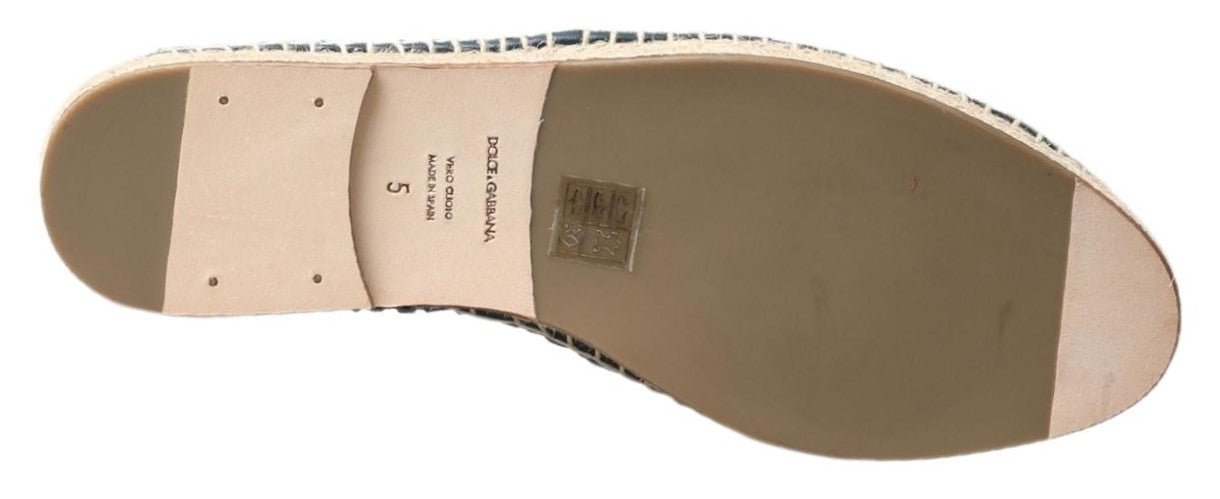 Dolce & Gabbana Blue Gray Leather Buffalo Espadrille Shoes - SMARTMARTNZ