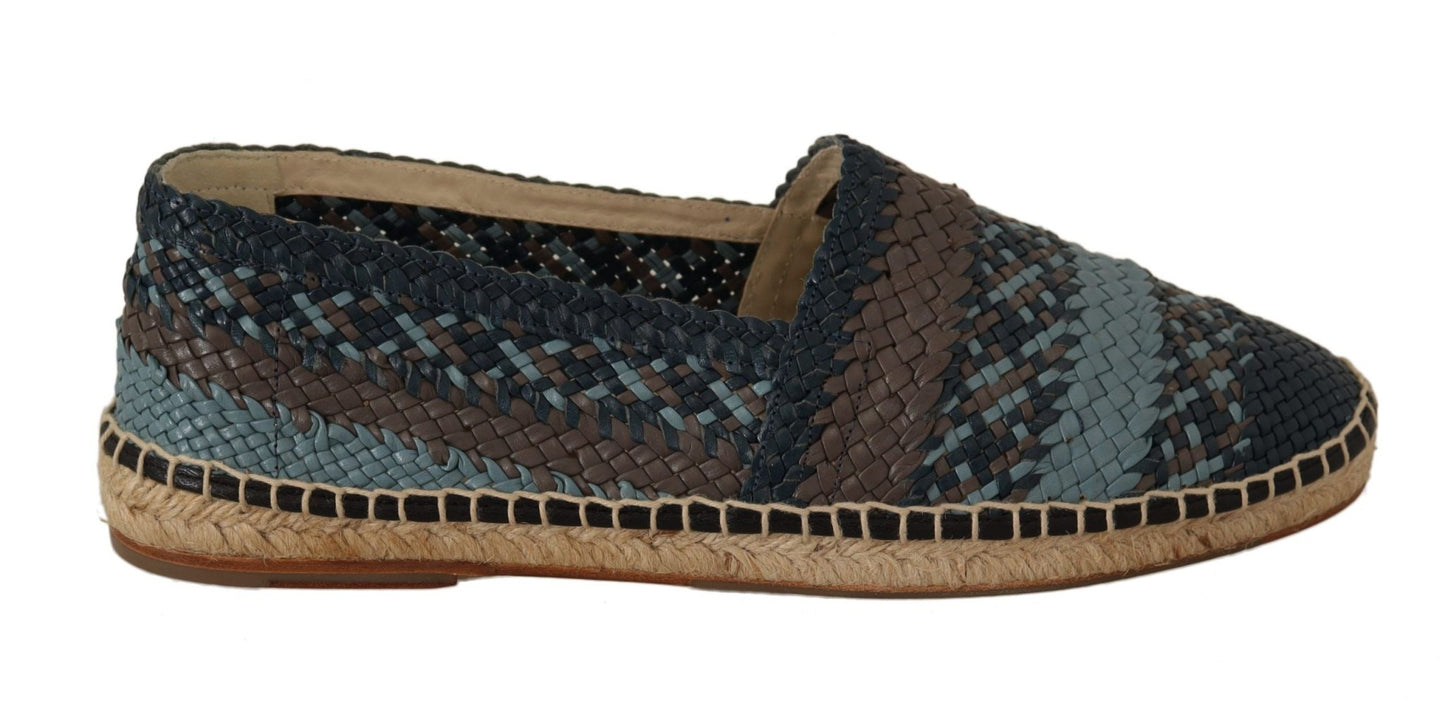 Dolce & Gabbana Blue Gray Slip On Buffalo Espadrille Shoes - SMARTMARTNZ