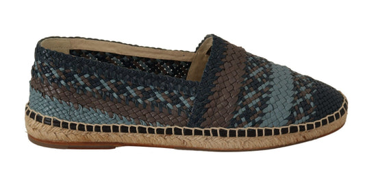Dolce & Gabbana Blue Gray Slip On Buffalo Espadrille Shoes - SMARTMARTNZ