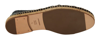 Dolce & Gabbana Blue Gray Slip On Buffalo Espadrille Shoes - SMARTMARTNZ