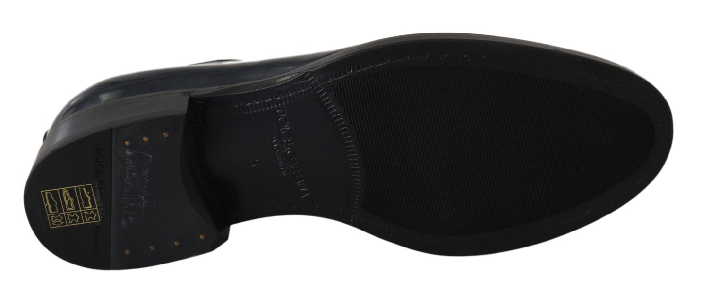 Dolce & Gabbana Blue Leather Derby Dress Formal Shoes - SMARTMARTNZ