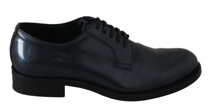 Dolce & Gabbana Blue Leather Derby Dress Formal Shoes - SMARTMARTNZ