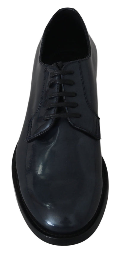 Dolce & Gabbana Blue Leather Derby Dress Formal Shoes - SMARTMARTNZ
