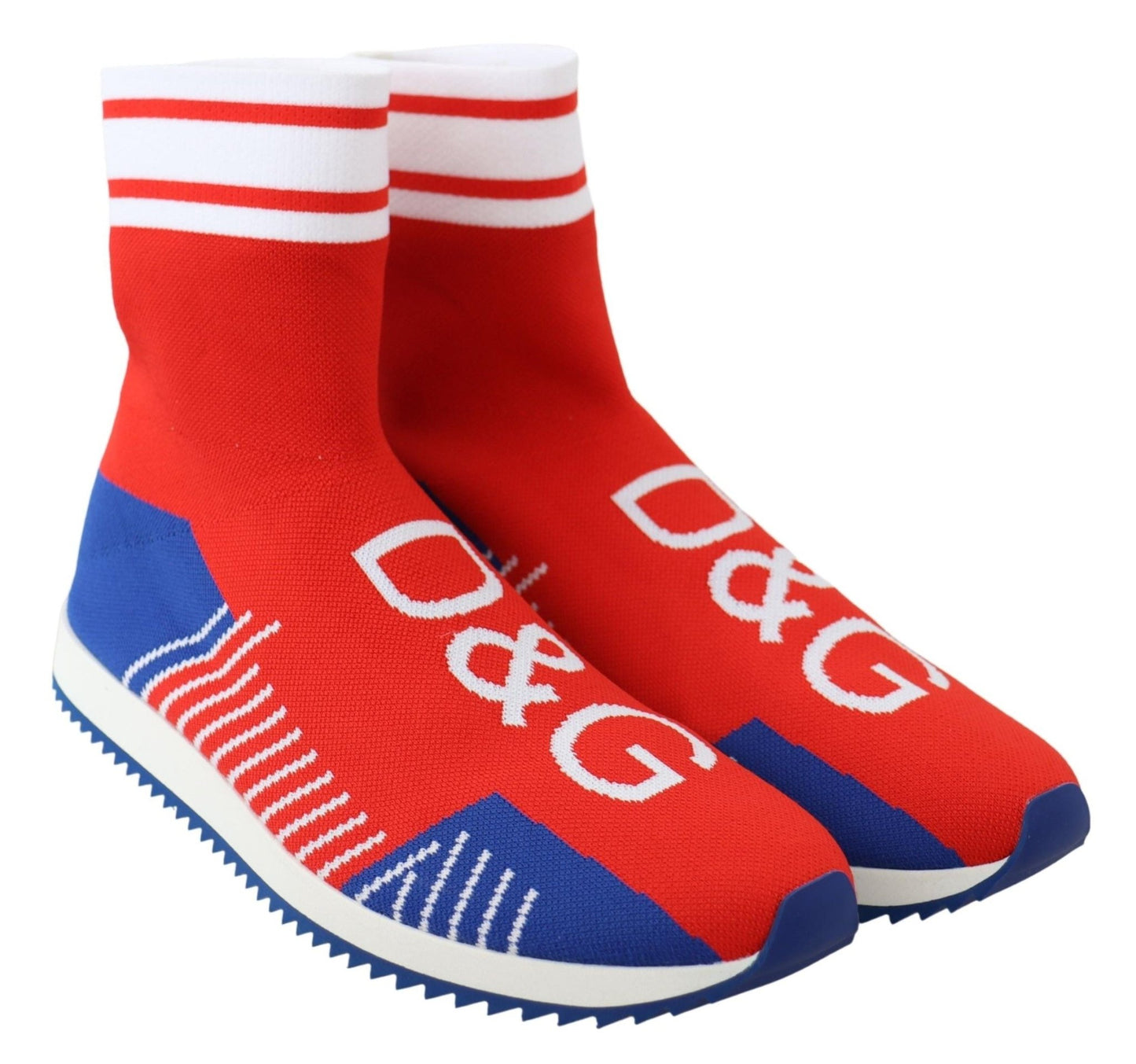 Dolce & Gabbana Blue Red Sorrento Logo Sneakers Socks Shoes - SMARTMARTNZ