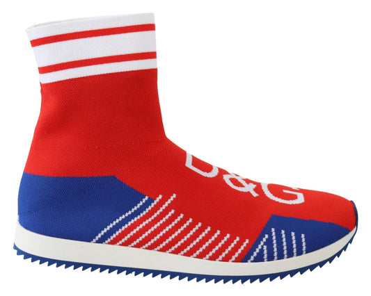 Dolce & Gabbana Blue Red Sorrento Logo Sneakers Socks Shoes - SMARTMARTNZ