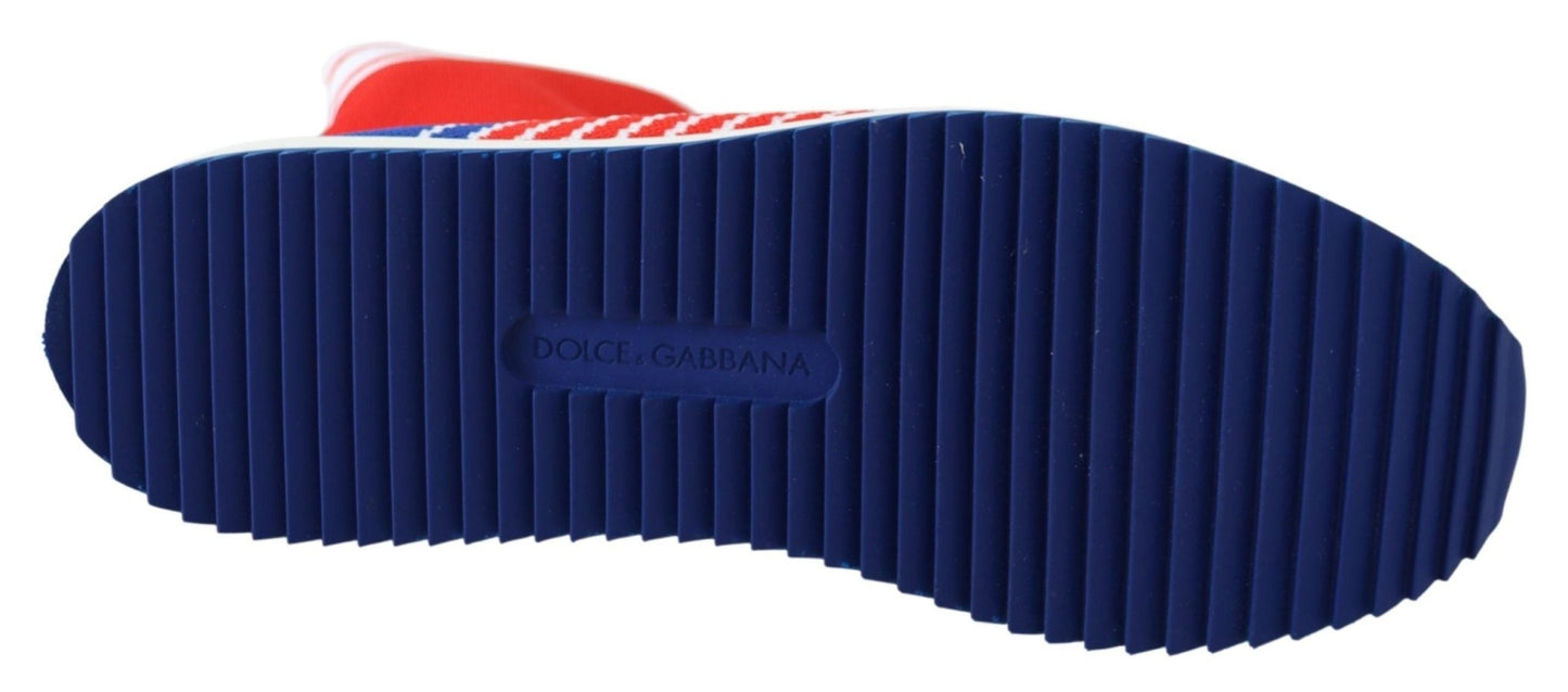 Dolce & Gabbana Blue Red Sorrento Logo Sneakers Socks Shoes - SMARTMARTNZ