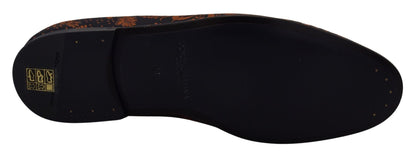 Dolce & Gabbana Blue Rust Floral Slippers Loafers Shoes - SMARTMARTNZ