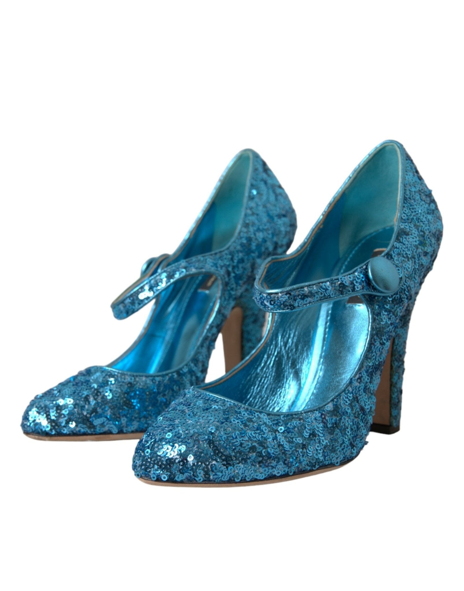 Dolce & Gabbana Blue Sequin Mary Jane Pumps High Heels Shoes - SMARTMARTNZ