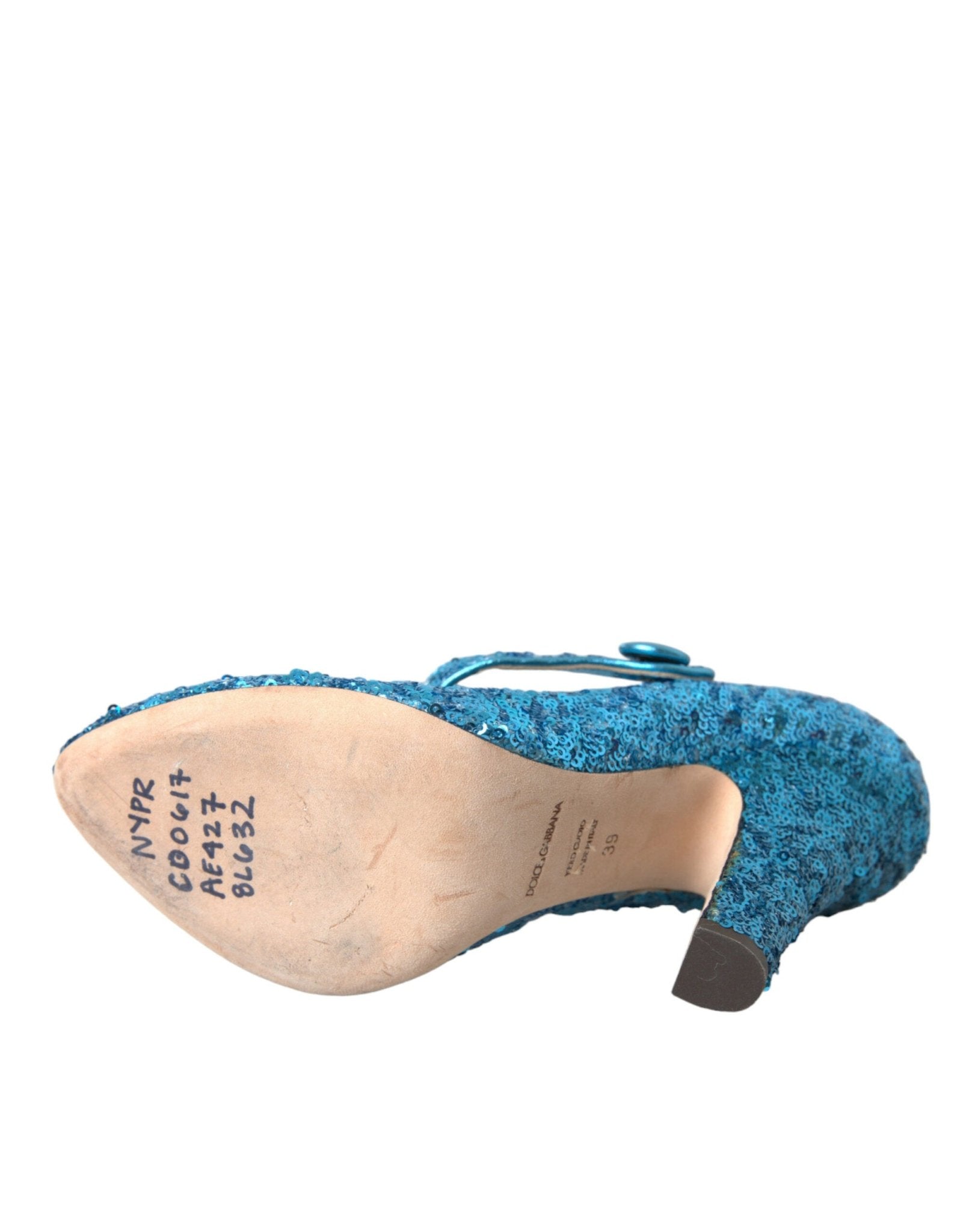 Dolce & Gabbana Blue Sequin Mary Jane Pumps High Heels Shoes - SMARTMARTNZ