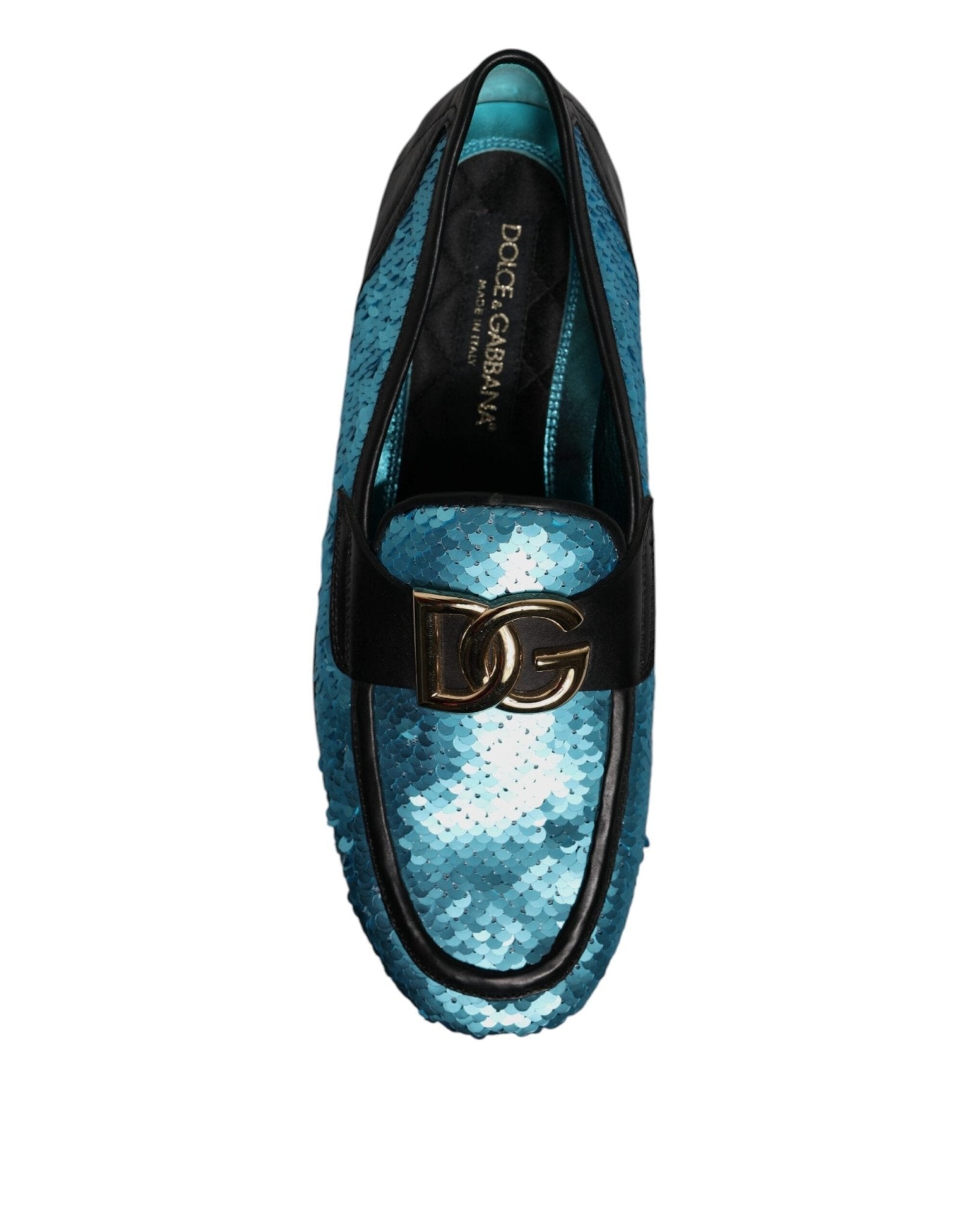 Dolce & Gabbana Blue Sequined Loafers Formal Dress Shoes - SMARTMARTNZ