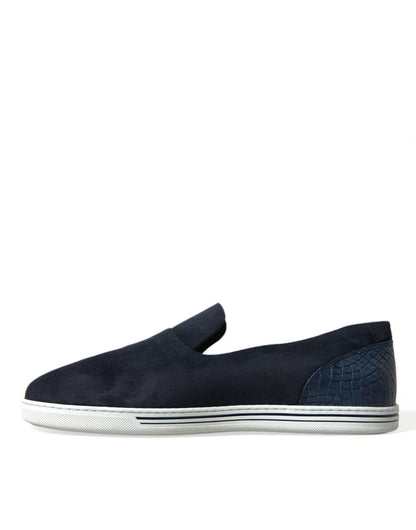 Dolce & Gabbana Blue Suede Caiman Loafers Saint Tropez Shoes - SMARTMARTNZ