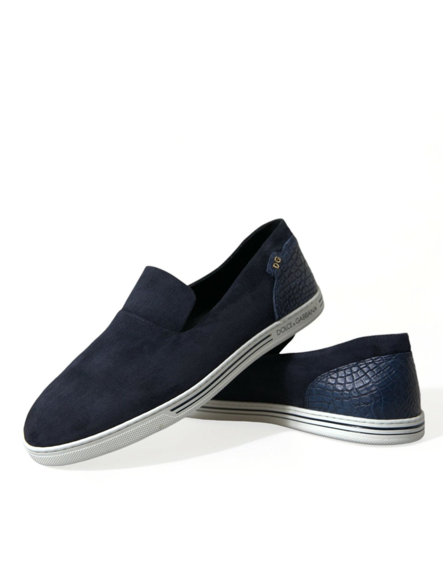 Dolce & Gabbana Blue Suede Caiman Loafers Saint Tropez Shoes - SMARTMARTNZ
