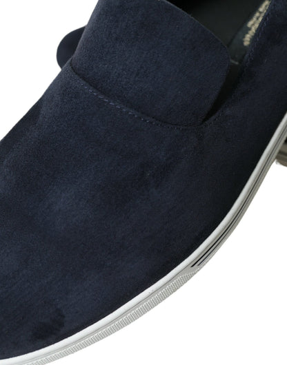 Dolce & Gabbana Blue Suede Caiman Loafers Saint Tropez Shoes - SMARTMARTNZ
