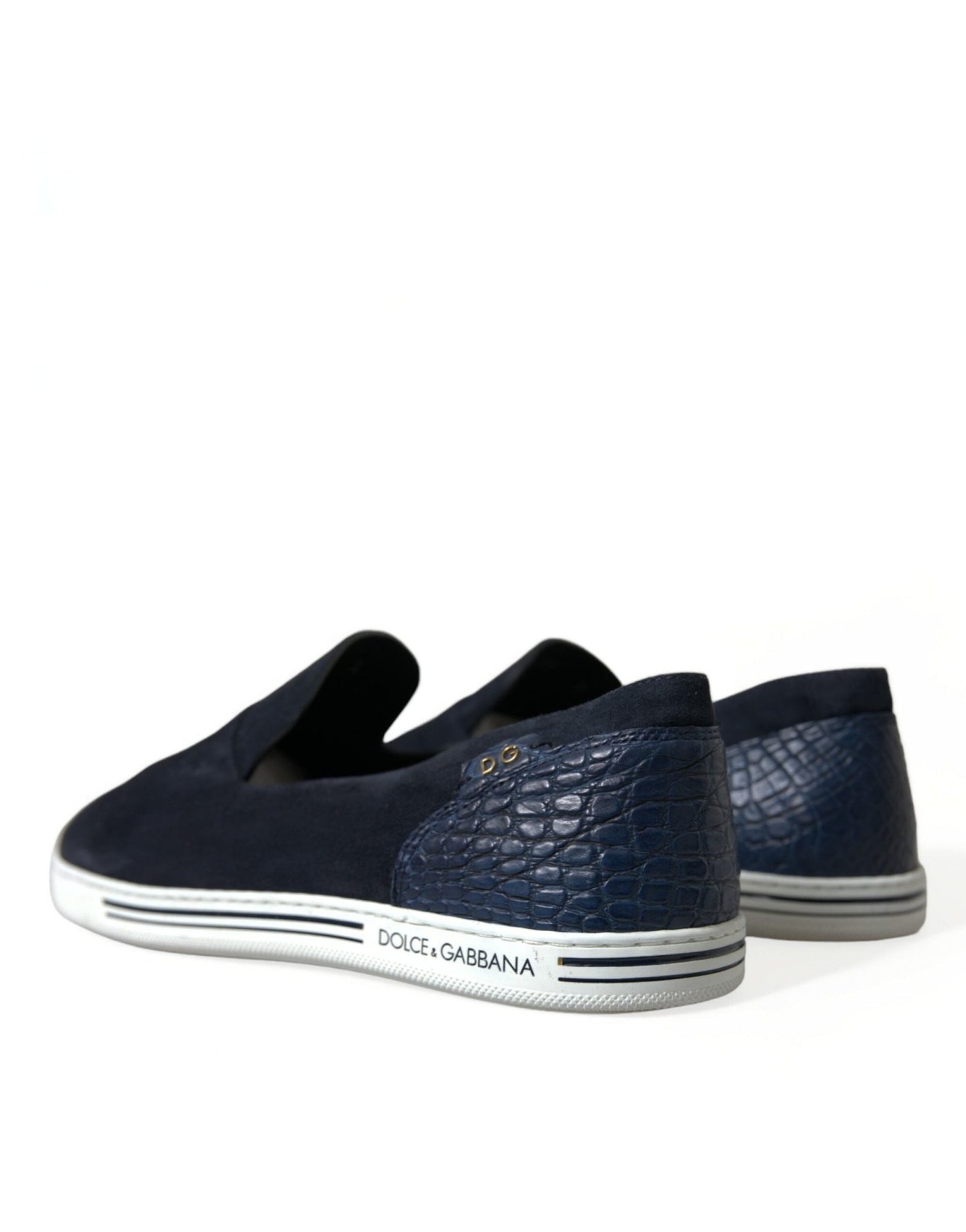 Dolce & Gabbana Blue Suede Caiman Loafers Saint Tropez Shoes - SMARTMARTNZ