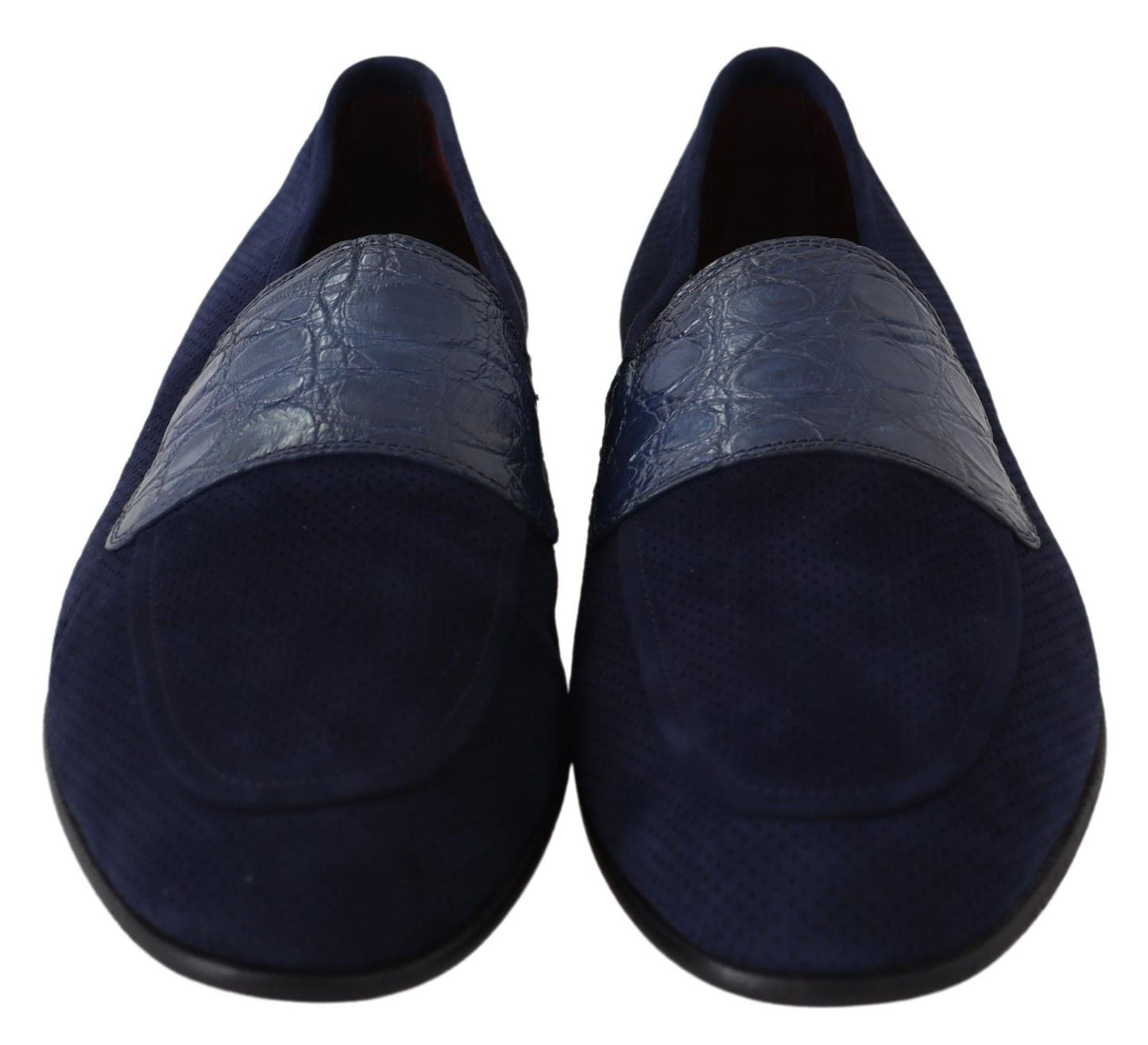 Dolce & Gabbana Blue Suede Caiman Loafers Slippers Shoes - SMARTMARTNZ