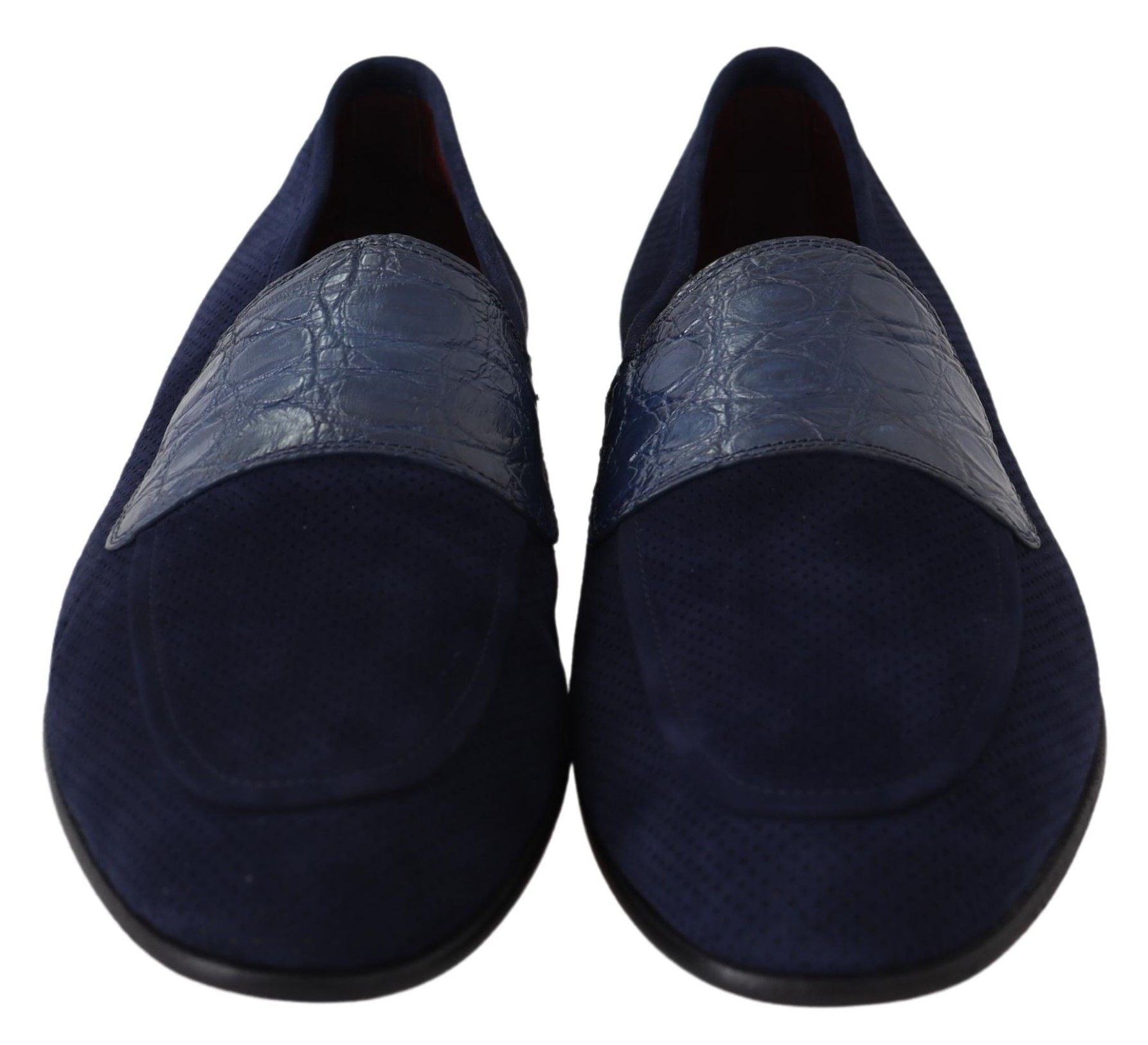 Dolce & Gabbana Blue Suede Caiman Loafers Slippers Shoes - SMARTMARTNZ