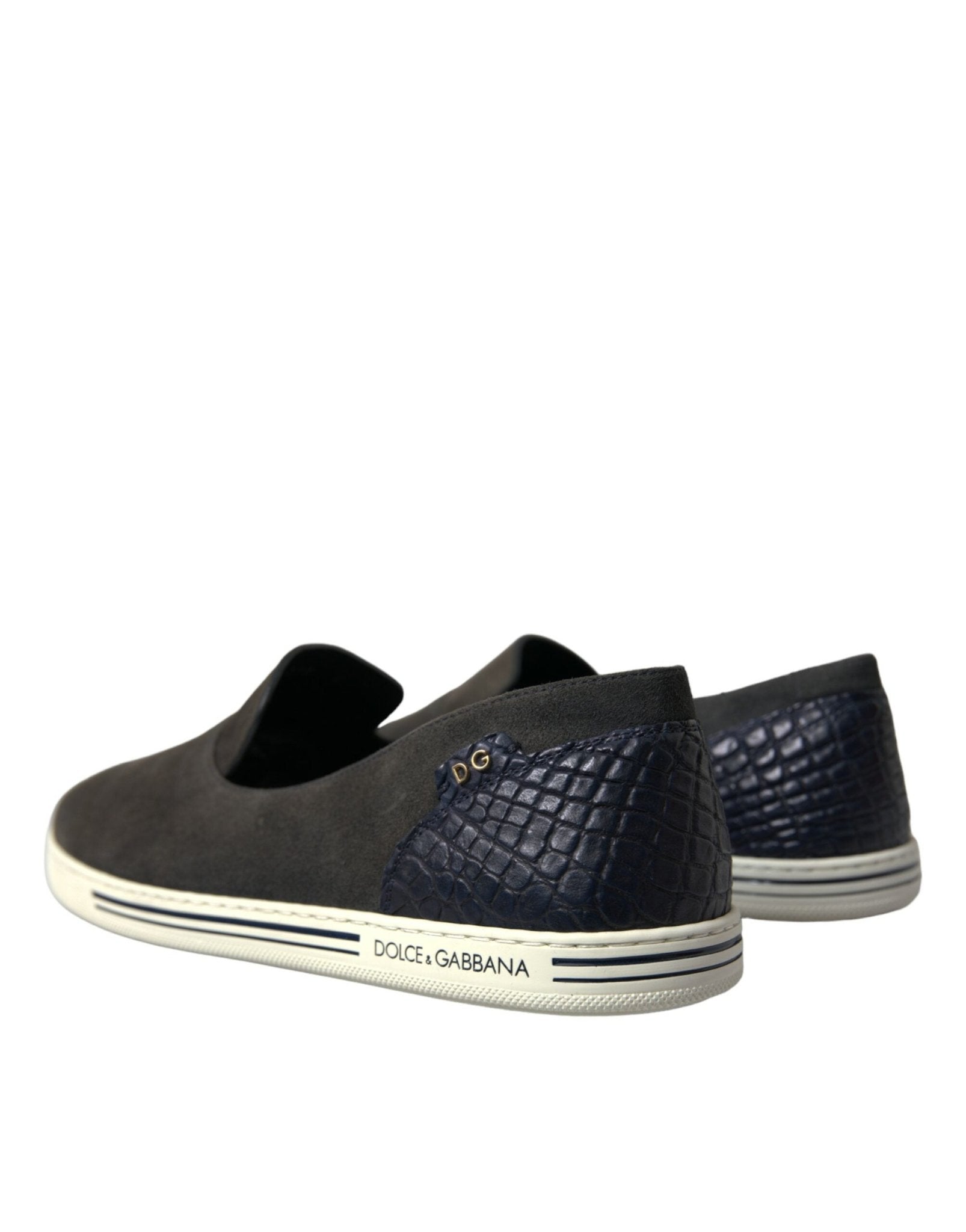 Dolce & Gabbana Blue Suede Caiman Men Loafers Slippers Shoes - SMARTMARTNZ