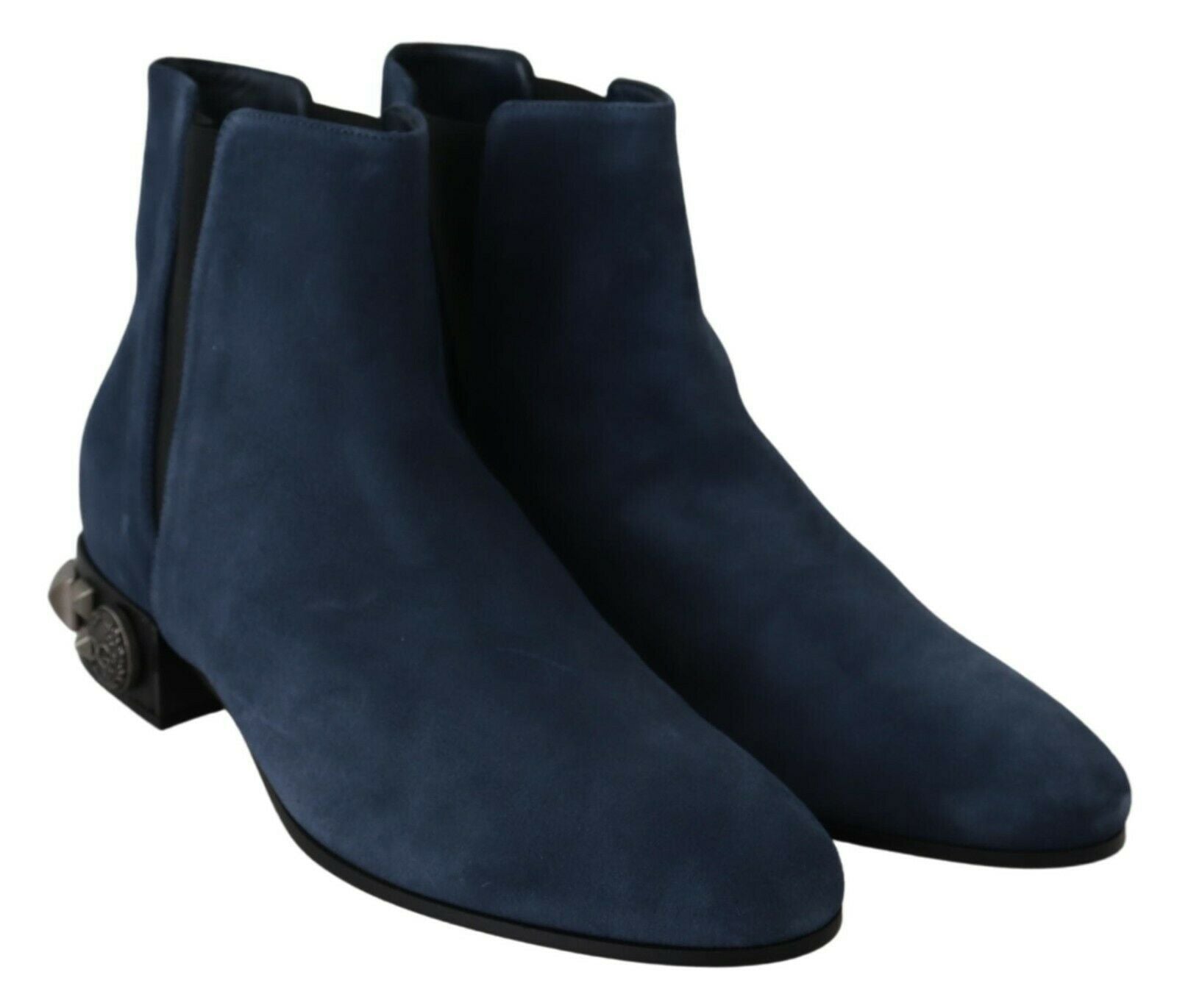 Dolce & Gabbana Blue Suede Embellished Studded Boots Shoes - SMARTMARTNZ