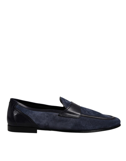Dolce & Gabbana Blue Suede Leather Shoes Loafer Moccasin Shoes - SMARTMARTNZ