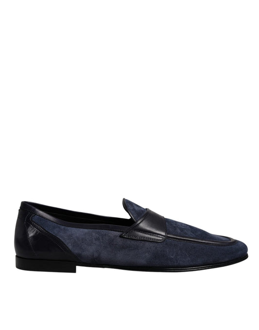 Dolce & Gabbana Blue Suede Leather Shoes Loafer Moccasin Shoes - SMARTMARTNZ