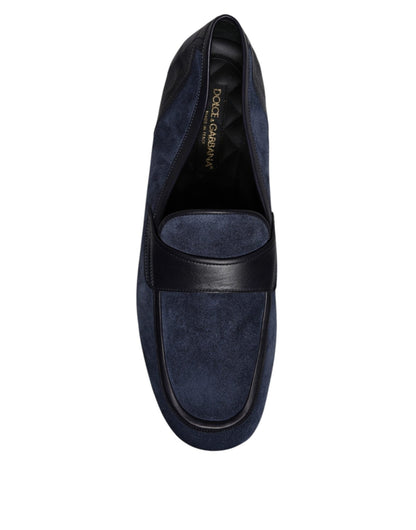 Dolce & Gabbana Blue Suede Leather Shoes Loafer Moccasin Shoes - SMARTMARTNZ