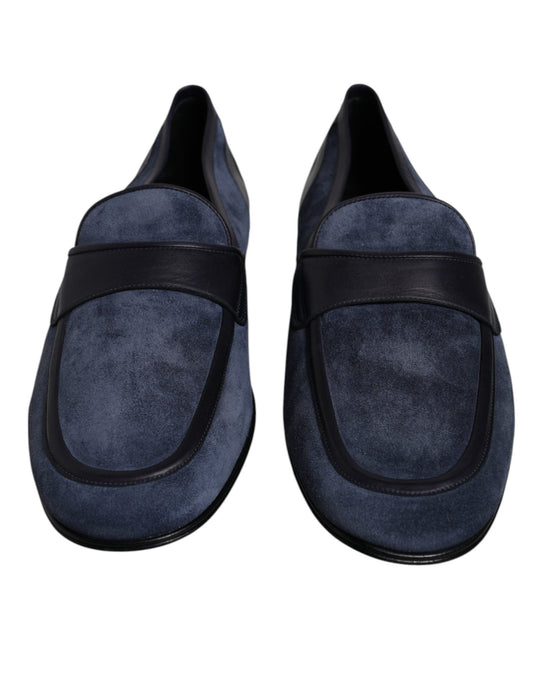Dolce & Gabbana Blue Suede Leather Shoes Loafer Moccasin Shoes - SMARTMARTNZ