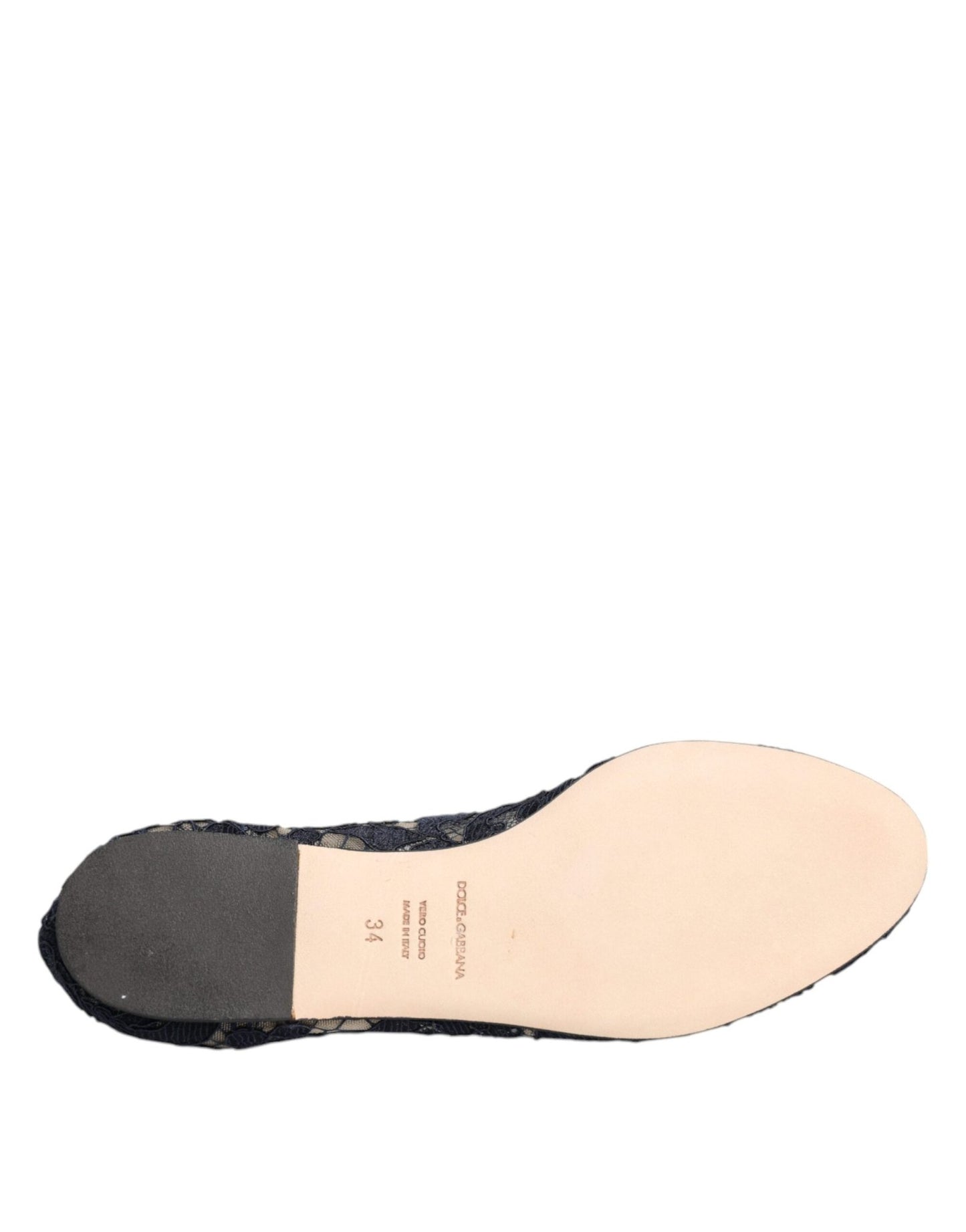 Dolce & Gabbana Blue Taormina Lace Crystals Flats Shoes - SMARTMARTNZ