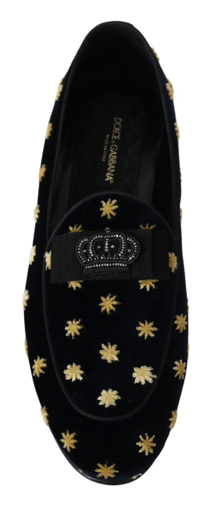 Dolce & Gabbana Blue Velvet Crown Slippers Loafers Shoes - SMARTMARTNZ