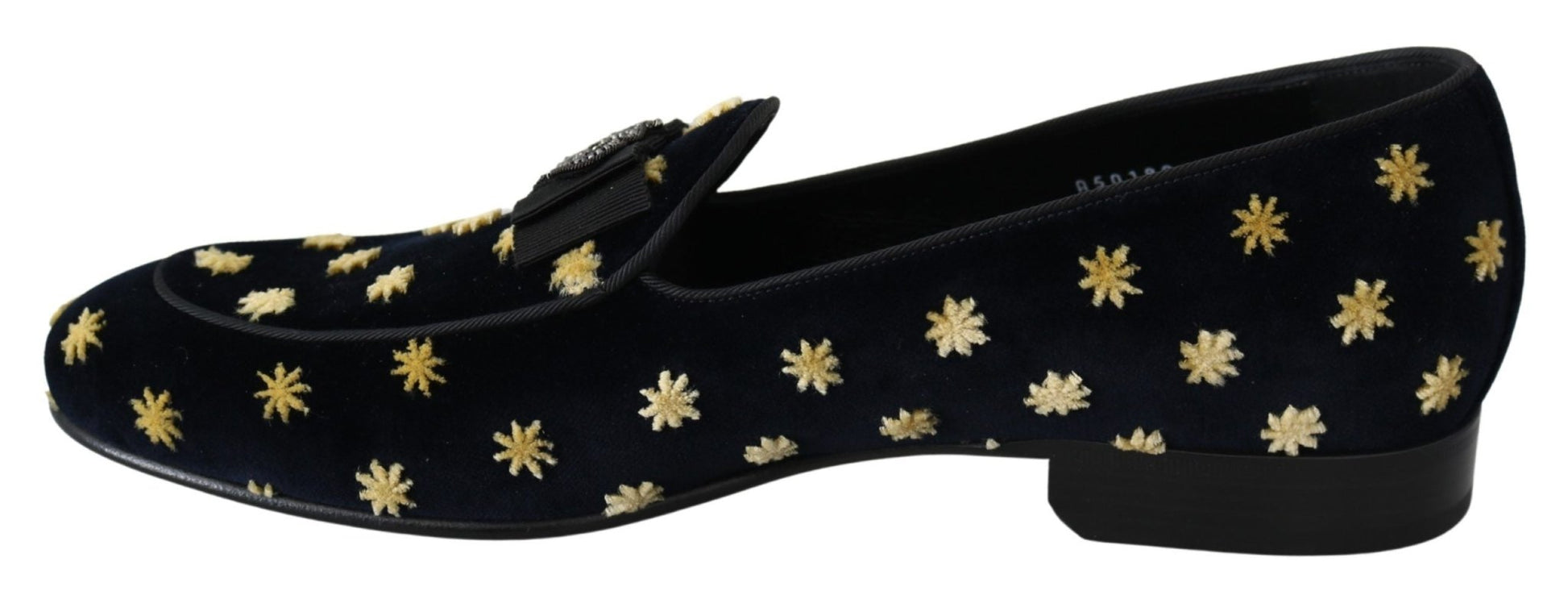 Dolce & Gabbana Blue Velvet Crown Slippers Loafers Shoes - SMARTMARTNZ