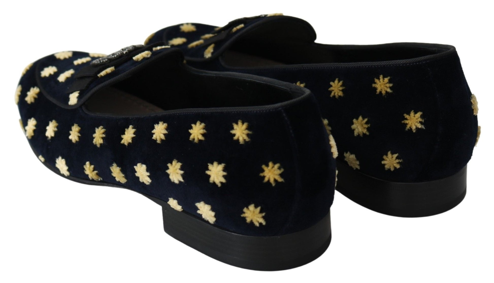 Dolce & Gabbana Blue Velvet Crown Slippers Loafers Shoes - SMARTMARTNZ