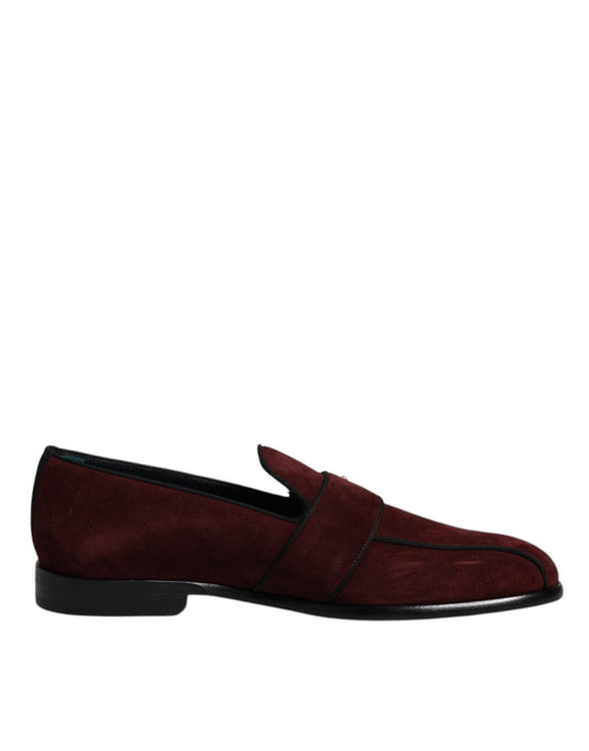 Dolce & Gabbana Bordeaux Suede Loafers Formal Men Dress Shoes - SMARTMARTNZ
