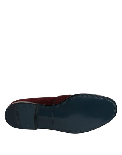 Dolce & Gabbana Bordeaux Suede Loafers Formal Men Dress Shoes - SMARTMARTNZ