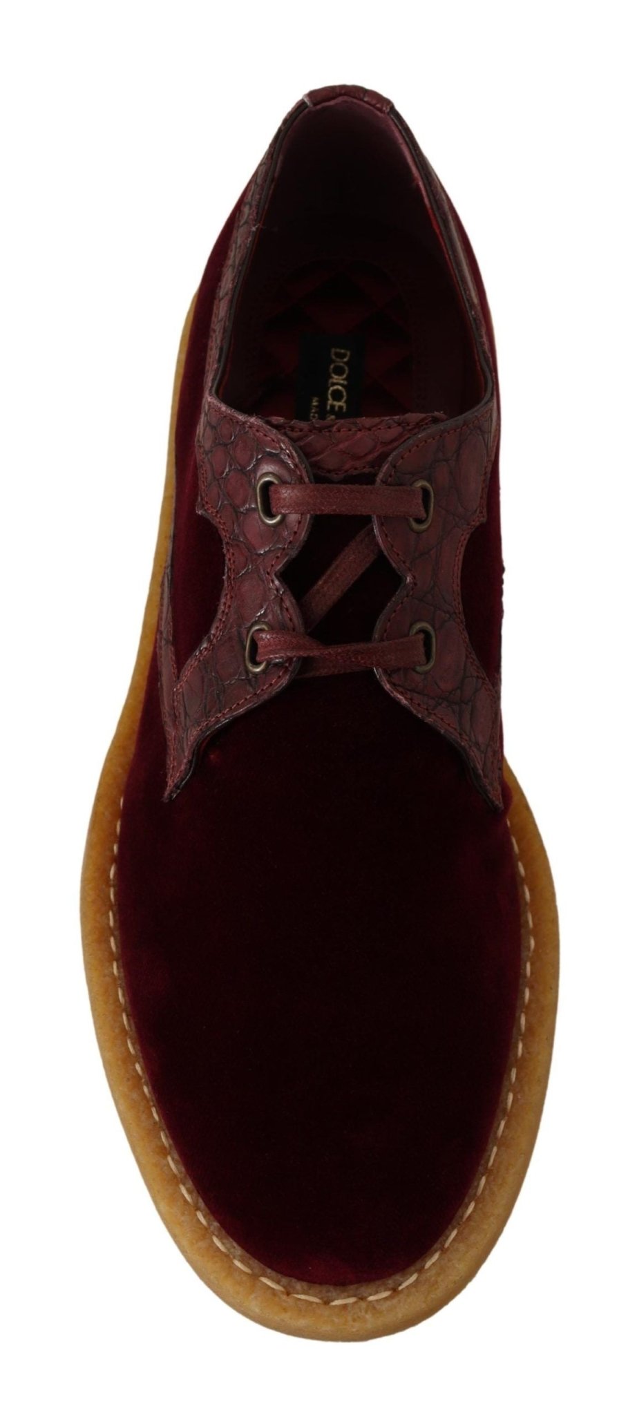 Dolce & Gabbana Bordeaux Velvet Exotic Leather Shoes - SMARTMARTNZ