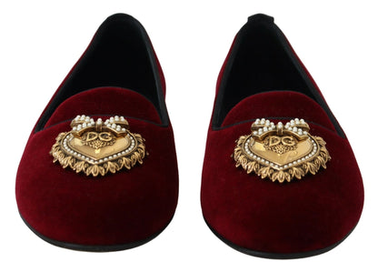 Dolce & Gabbana Bordeaux Velvet Slip - On Loafers Flats Shoes - SMARTMARTNZ