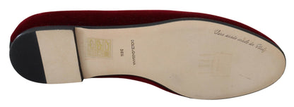 Dolce & Gabbana Bordeaux Velvet Slip - On Loafers Flats Shoes - SMARTMARTNZ