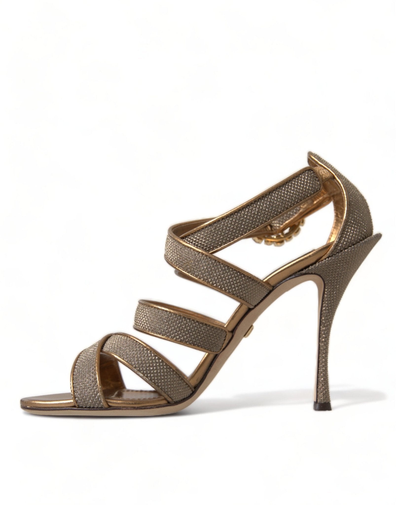 Dolce & Gabbana Bronze Crystal Strap Heels Sandals Shoes - SMARTMARTNZ