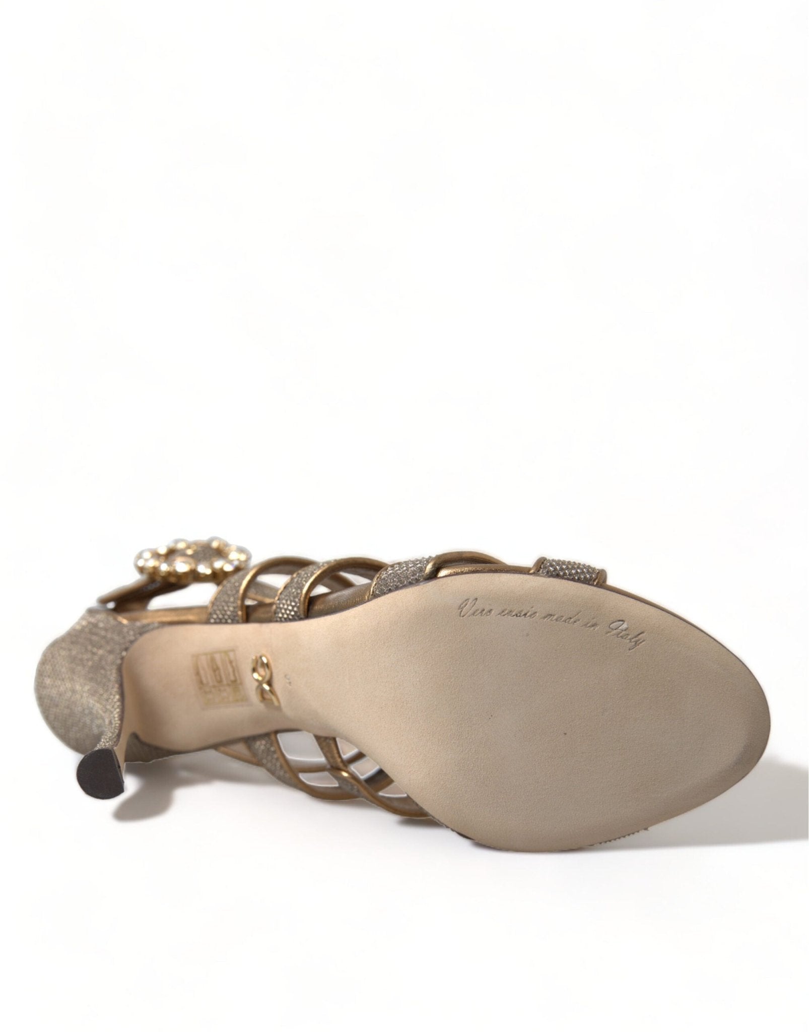 Dolce & Gabbana Bronze Crystal Strap Heels Sandals Shoes - SMARTMARTNZ