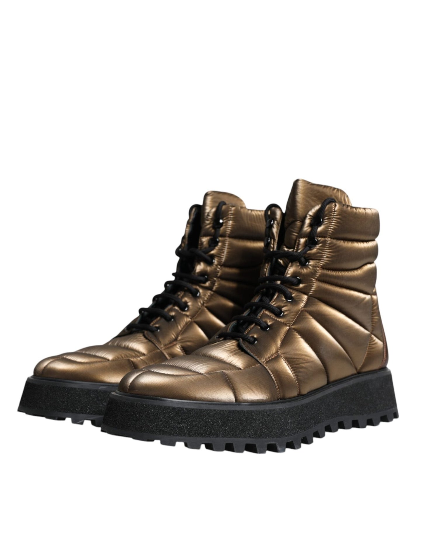 Dolce & Gabbana Bronze Padded Mid Calf Lace Up Boots Shoes - SMARTMARTNZ