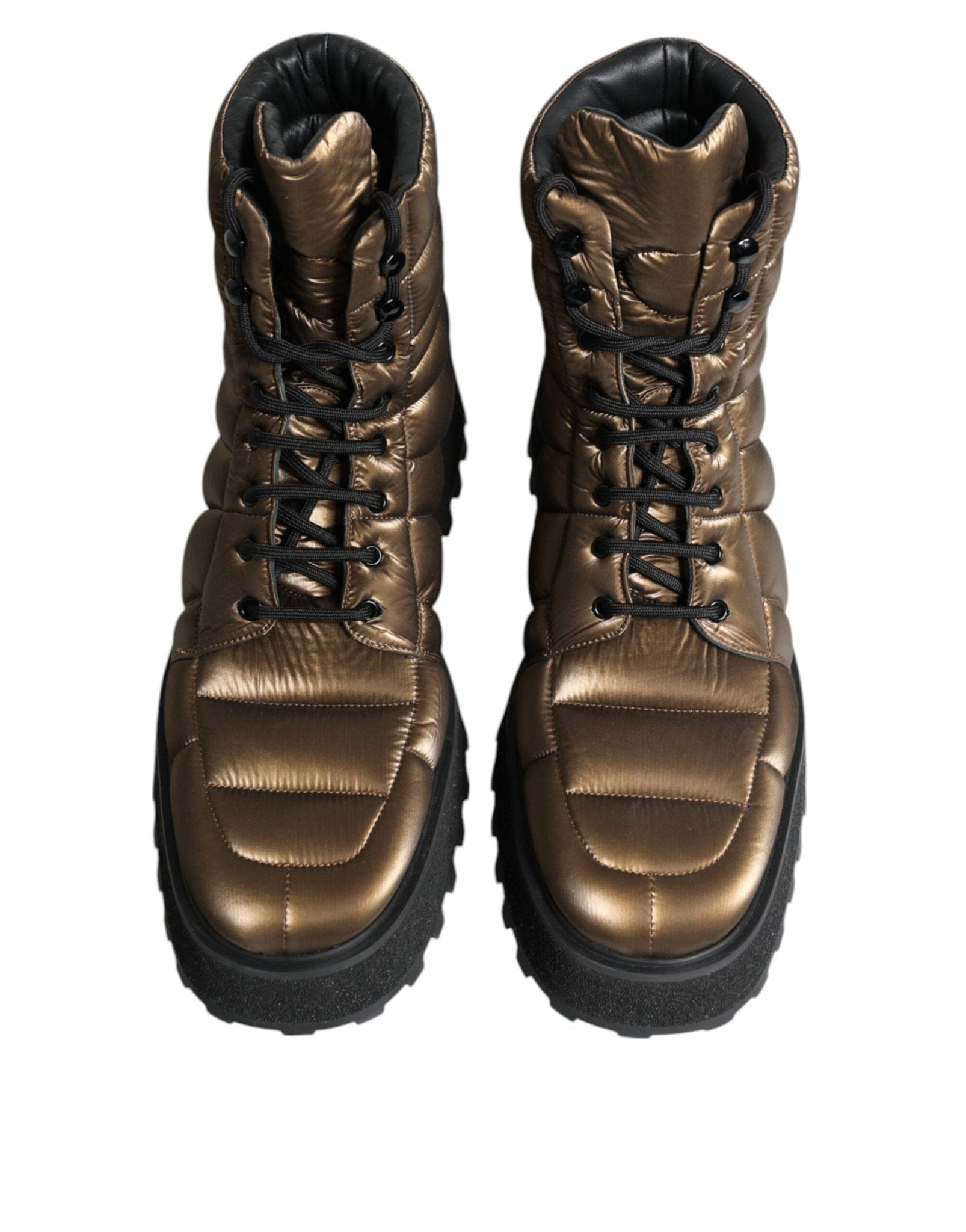 Dolce & Gabbana Bronze Padded Mid Calf Lace Up Boots Shoes - SMARTMARTNZ