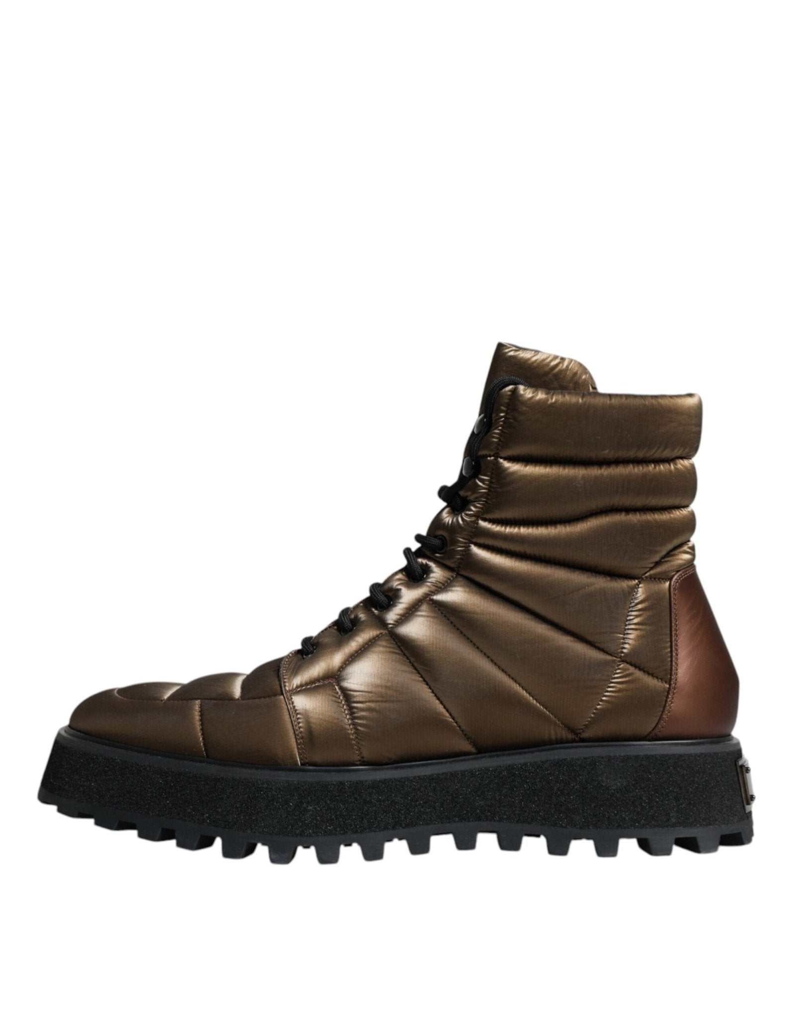 Dolce & Gabbana Bronze Padded Mid Calf Lace Up Boots Shoes - SMARTMARTNZ
