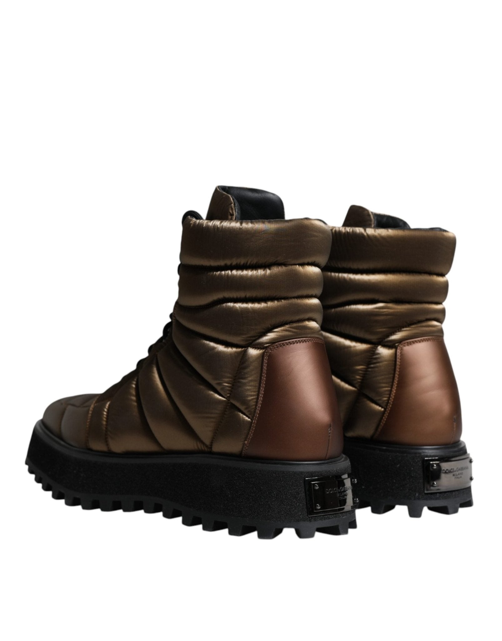 Dolce & Gabbana Bronze Padded Mid Calf Lace Up Boots Shoes - SMARTMARTNZ