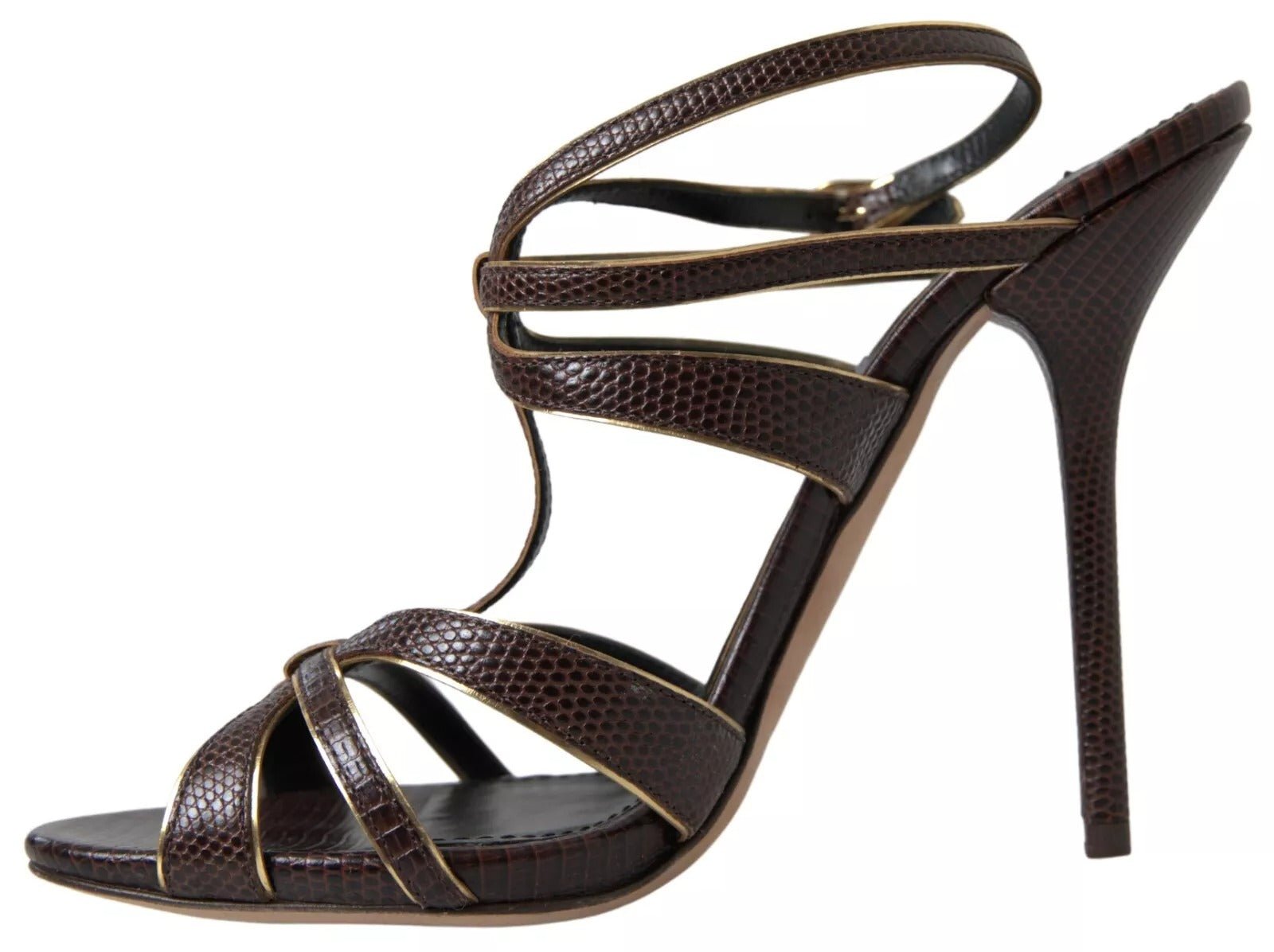 Dolce & Gabbana Brown Ankle Strap Stiletto Heels Sandals Shoes - SMARTMARTNZ