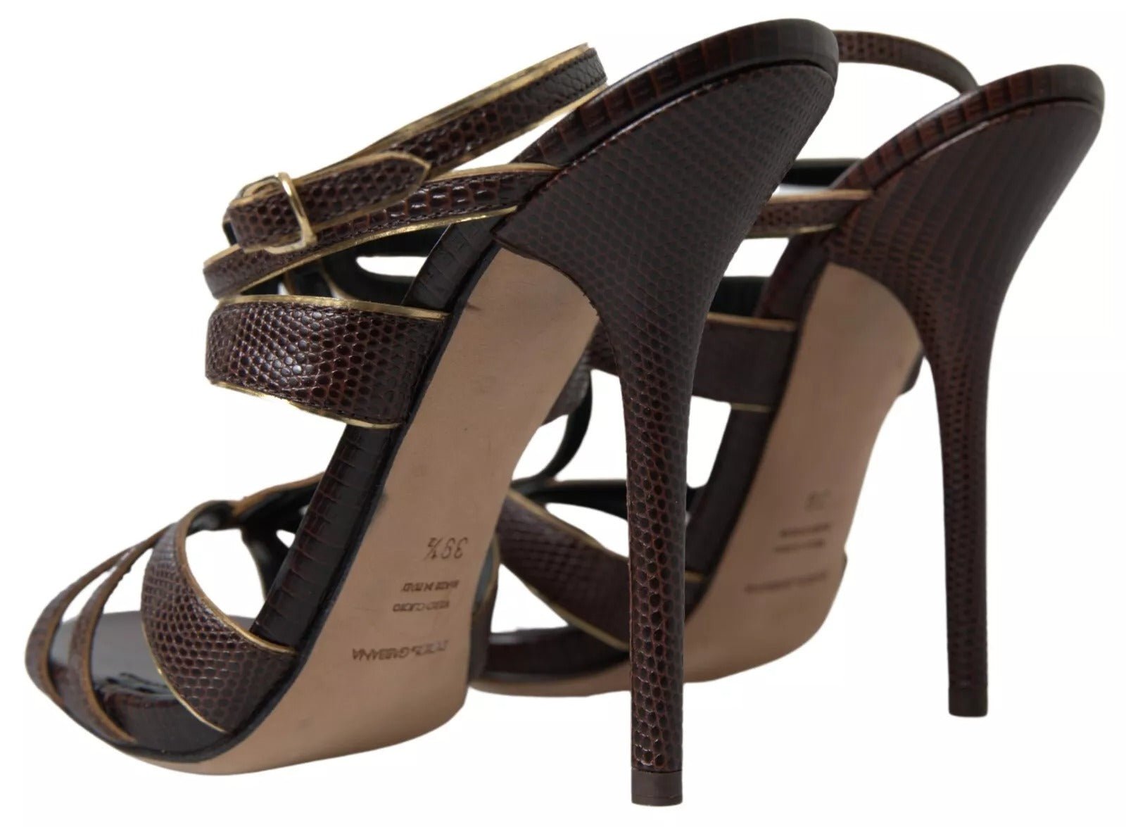 Dolce & Gabbana Brown Ankle Strap Stiletto Heels Sandals Shoes - SMARTMARTNZ