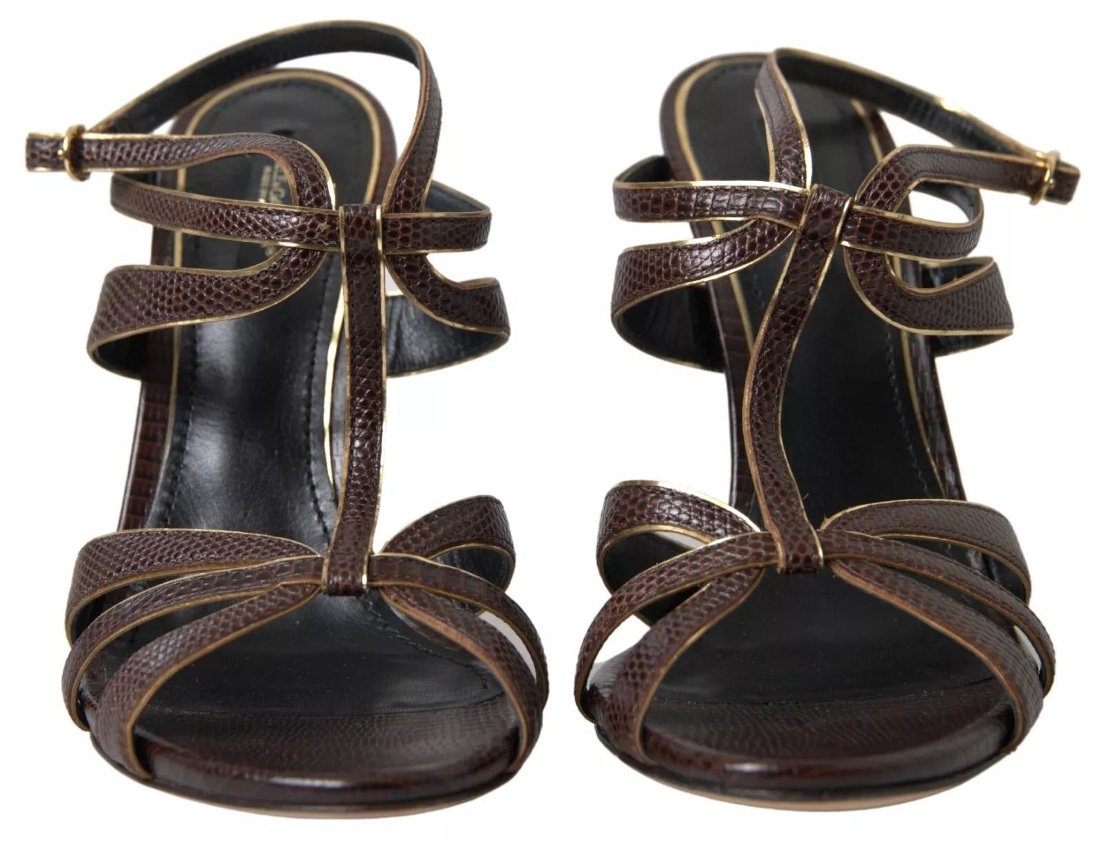 Dolce & Gabbana Brown Ankle Strap Stiletto Heels Sandals Shoes - SMARTMARTNZ
