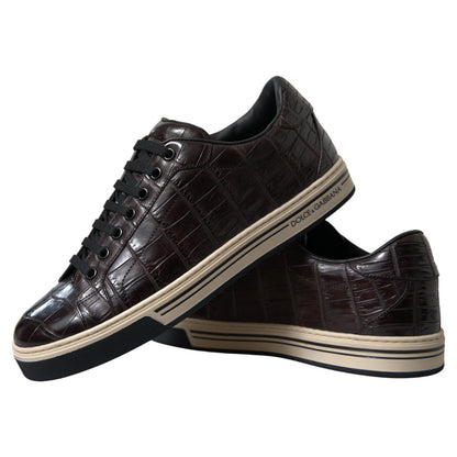 Dolce & Gabbana Brown Croc Exotic Leather Men Casual Sneakers Shoes - SMARTMARTNZ