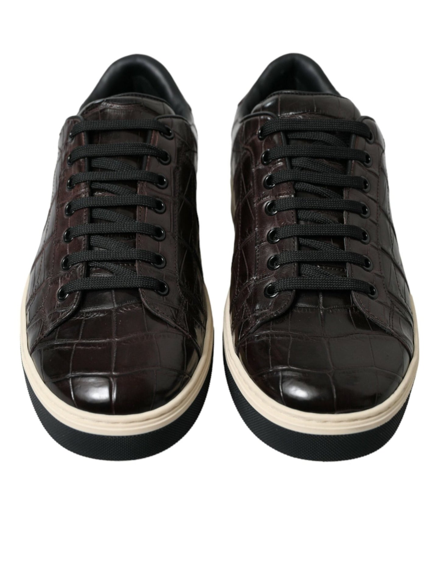 Dolce & Gabbana Brown Croc Exotic Leather Men Casual Sneakers Shoes - SMARTMARTNZ